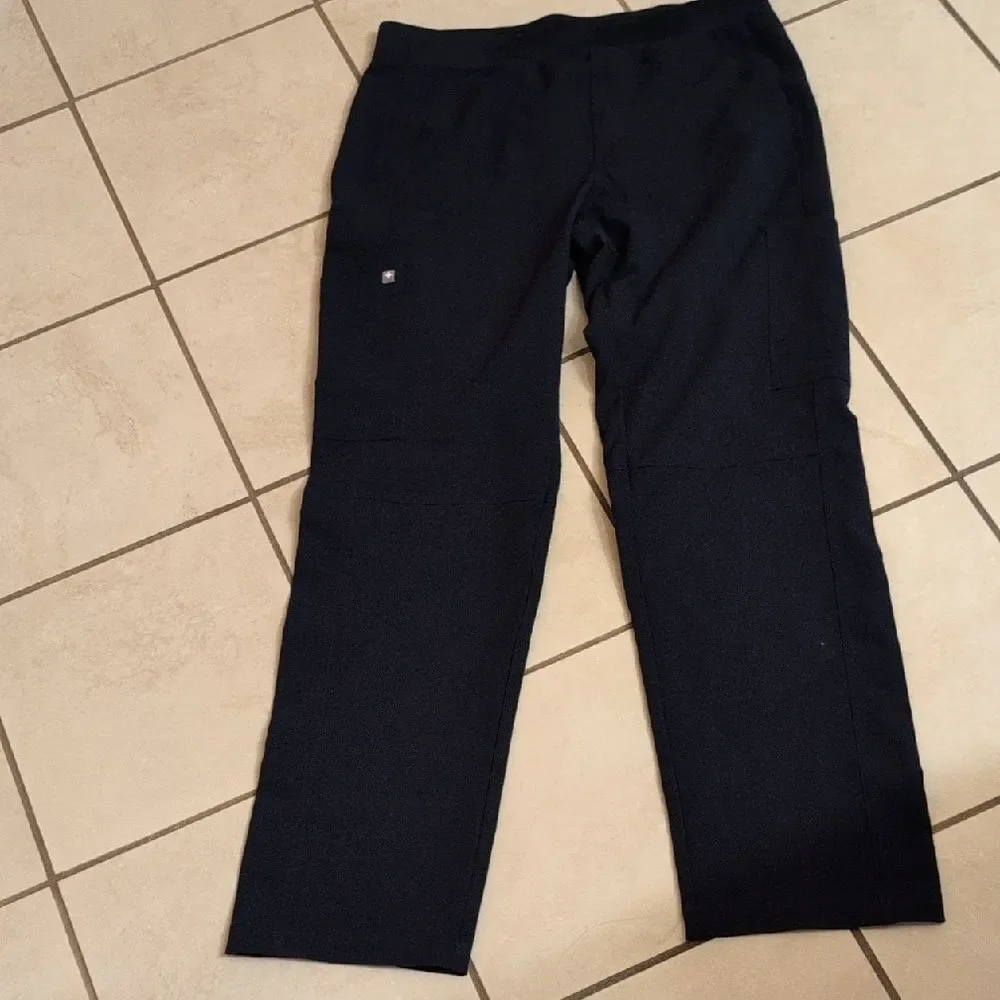 Figs Scrubs pants Axim Cargo Navy Blue Tie Elastic Waist Size L